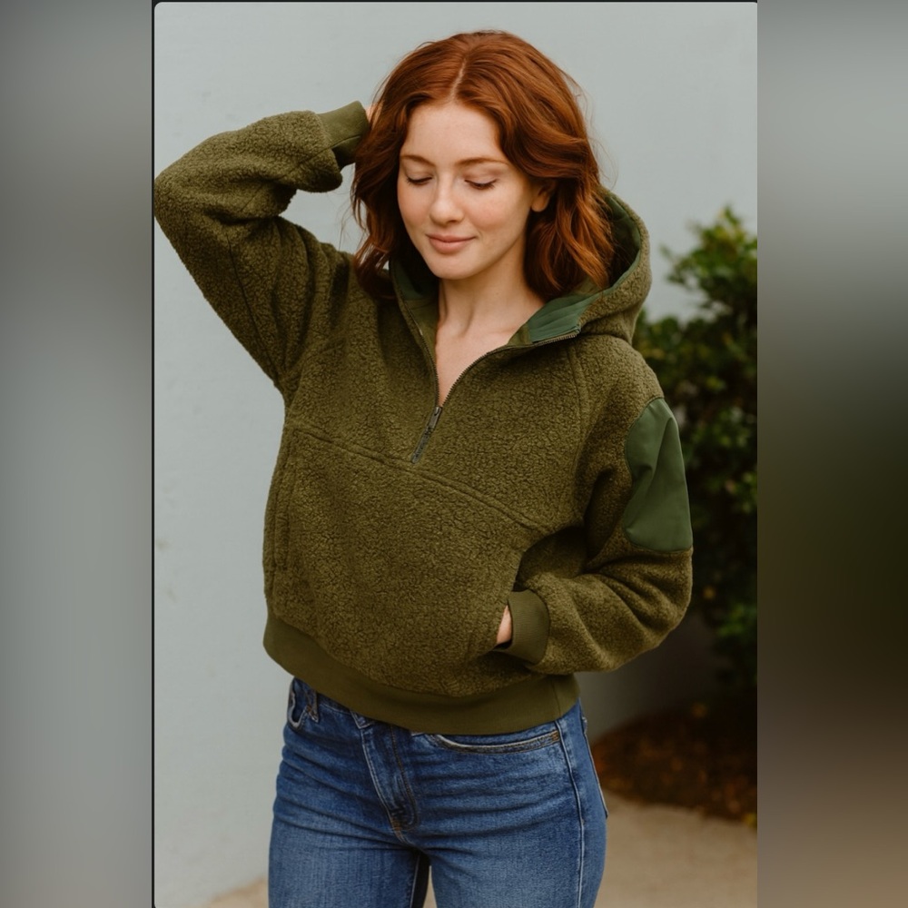 Outdoor Voices Olive Green Hooded Sweatshirt, Women, Size XS